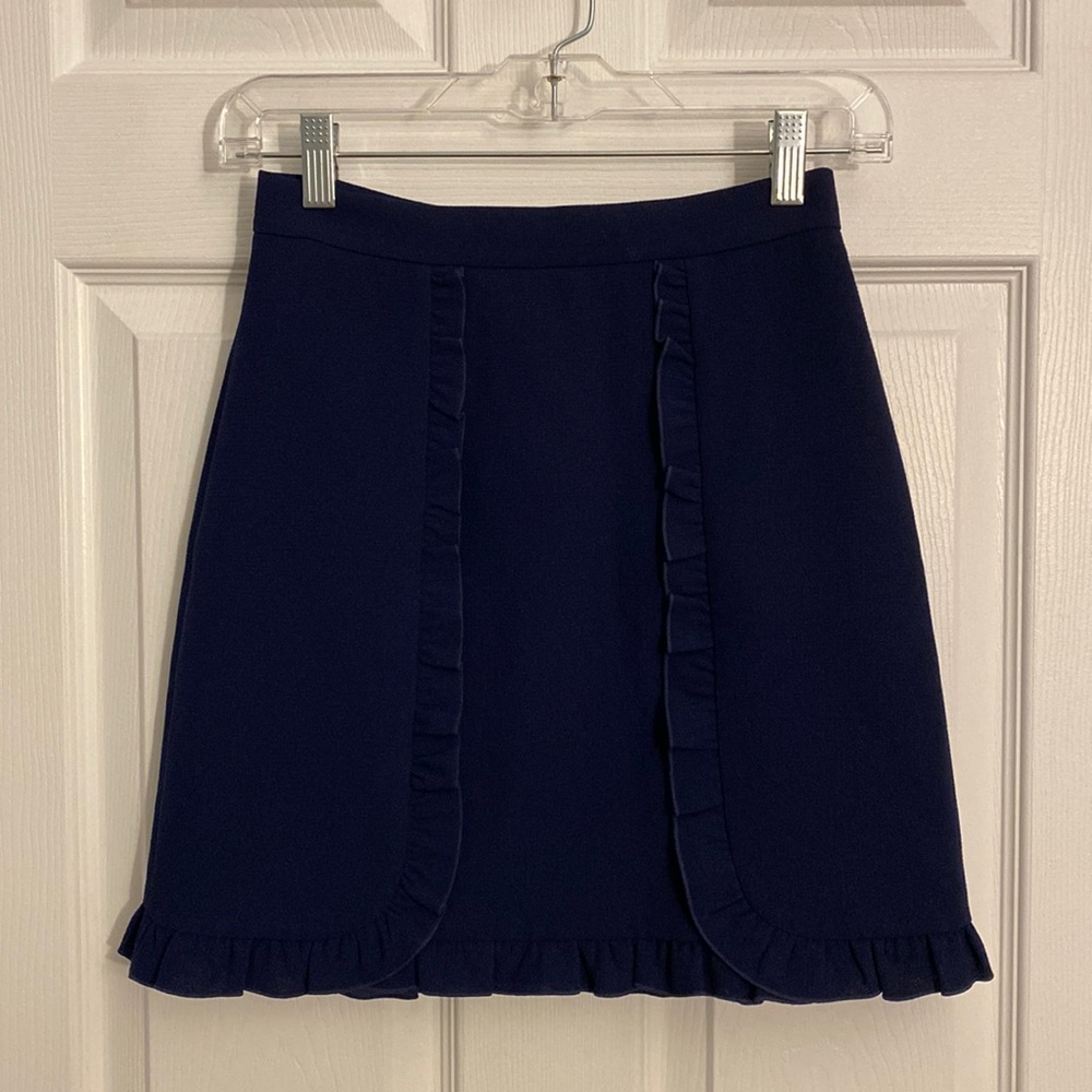 Club Monaco Navy 00 Ruffle Skirt